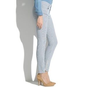 Madewell Skinny Piper Stripe Ankle Zip Jeans